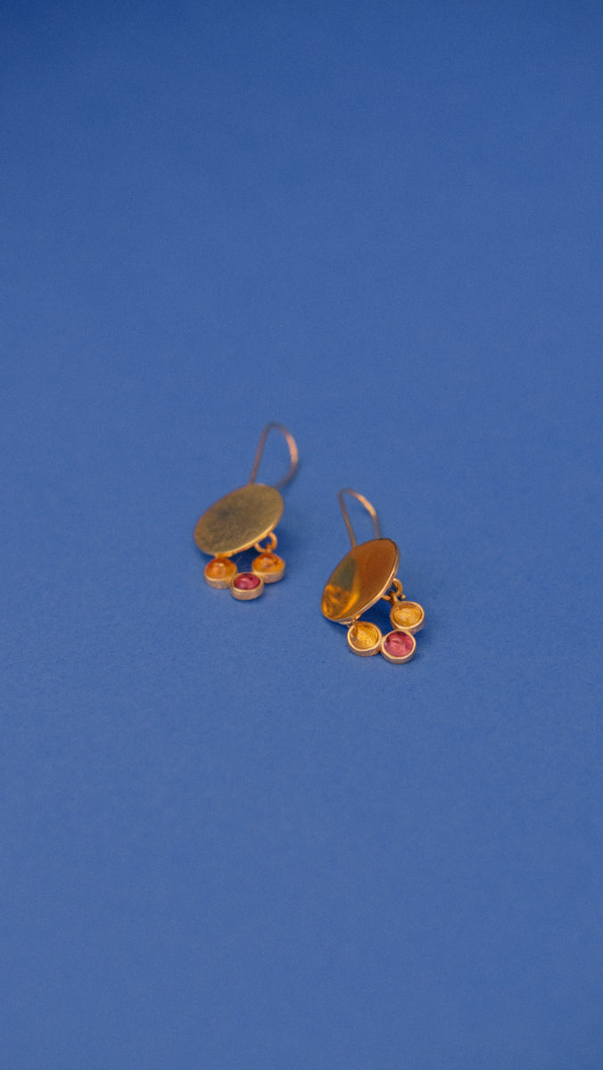 Astres golden earrings Citrine & Amethyst stones
