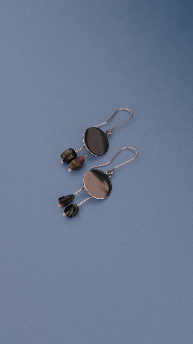Astres silver earrings Tourmaline stones