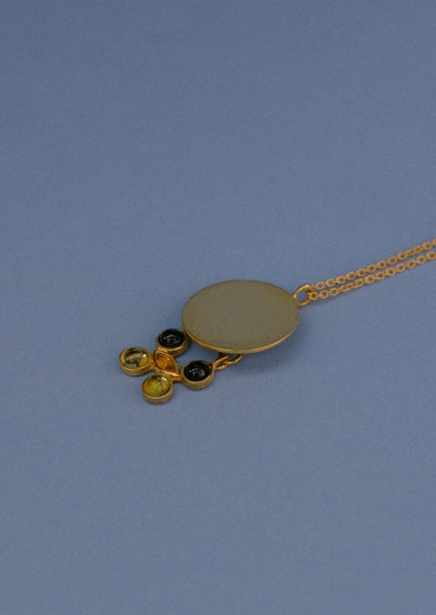 Astres golden necklace Tourmaline, Citrine & Olivine stones