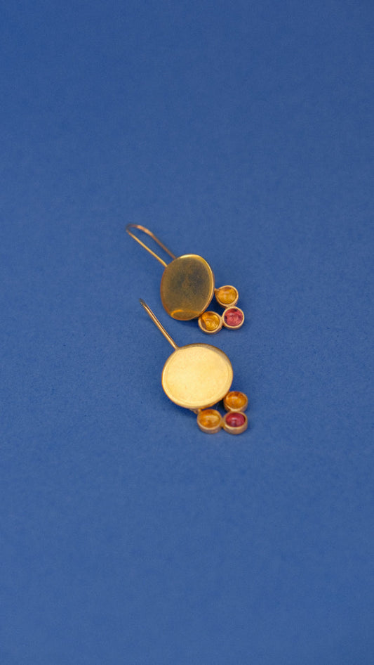 Astres golden earrings Citrine & Amethyst stones