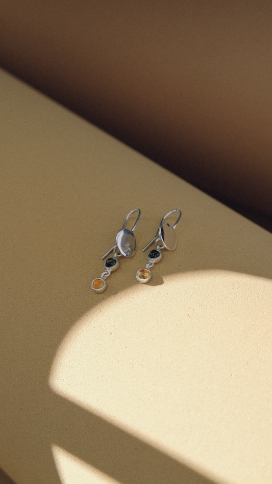 Astres silver earrings Tourmaline  & Citrine Stones